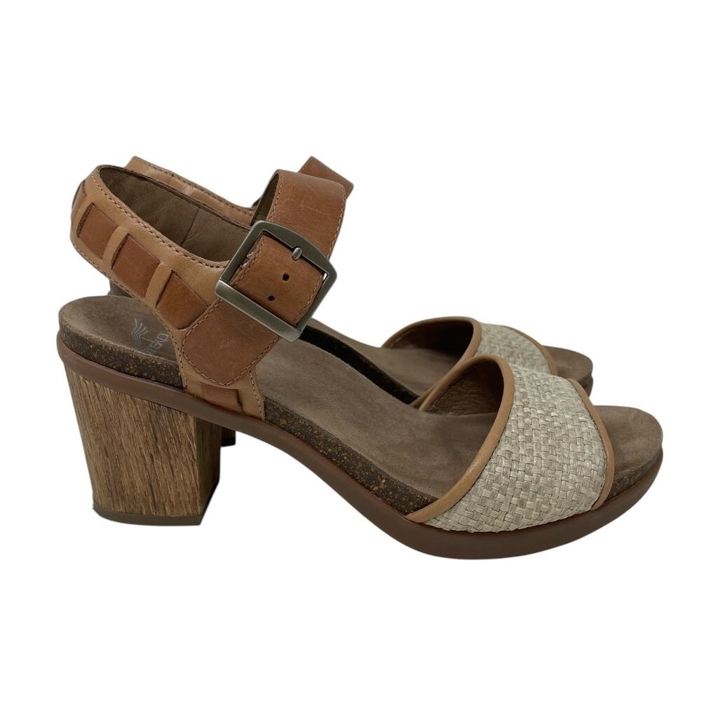 Dansko Debby Sandals Leather Woven Raffia Brown Size 40 Boho Chic Mediterranean - Picture 6 of 15